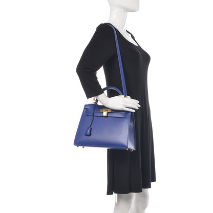 Hermes Tadelakt Kelly Sellier 28 Bleu Electrique 2 of 33