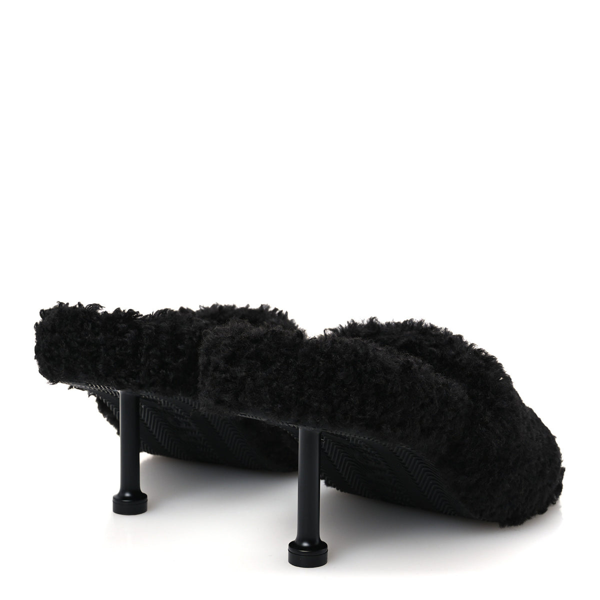 Faux Shearling Political Campaign Logo 80mm Sandals 37 Black