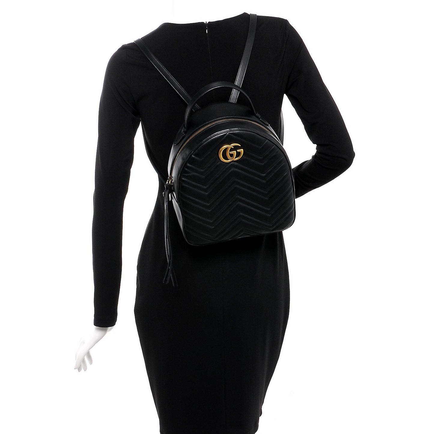 Calfskin Matelasse GG Marmont Backpack Black