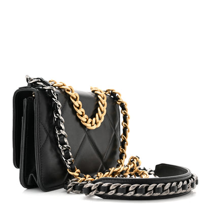 Chanel Lambskin Quilted Chanel 19 Wallet On Chain WOC Black 3 of 12