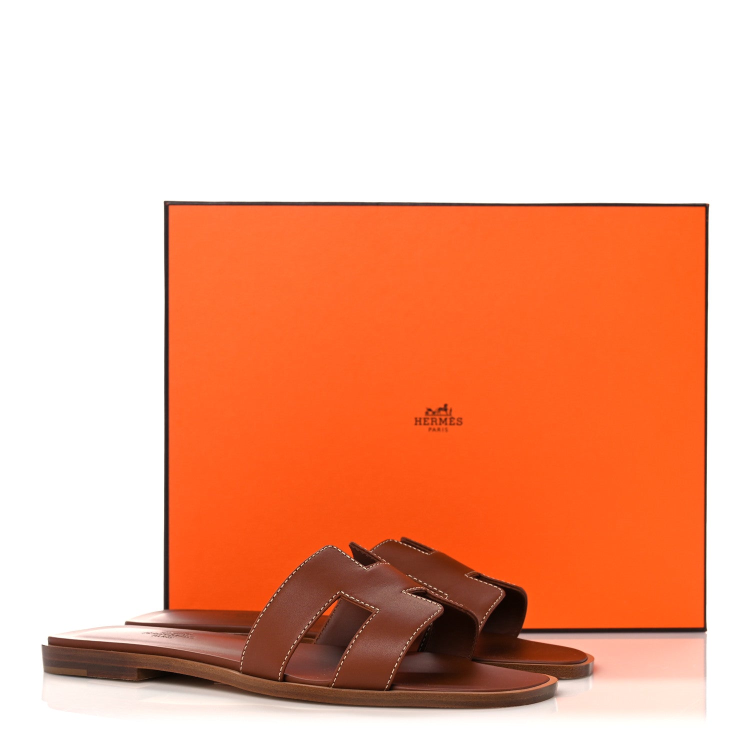 Hermes Box Calfskin Oran Sandals 37 Gold 9 of 9