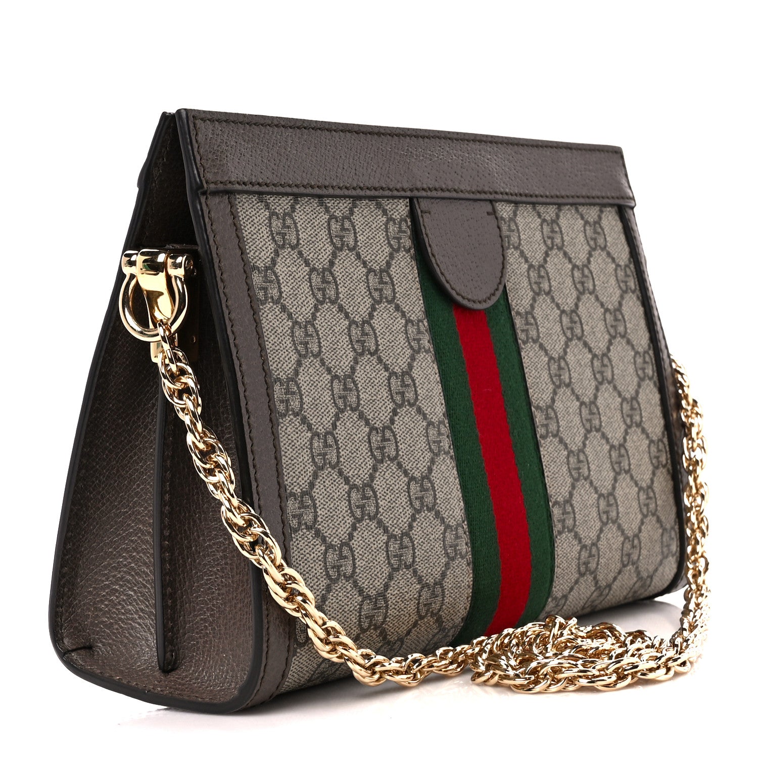 Gucci GG Supreme Monogram Web Small Ophidia Chain Shoulder Bag Brown 3 of 12