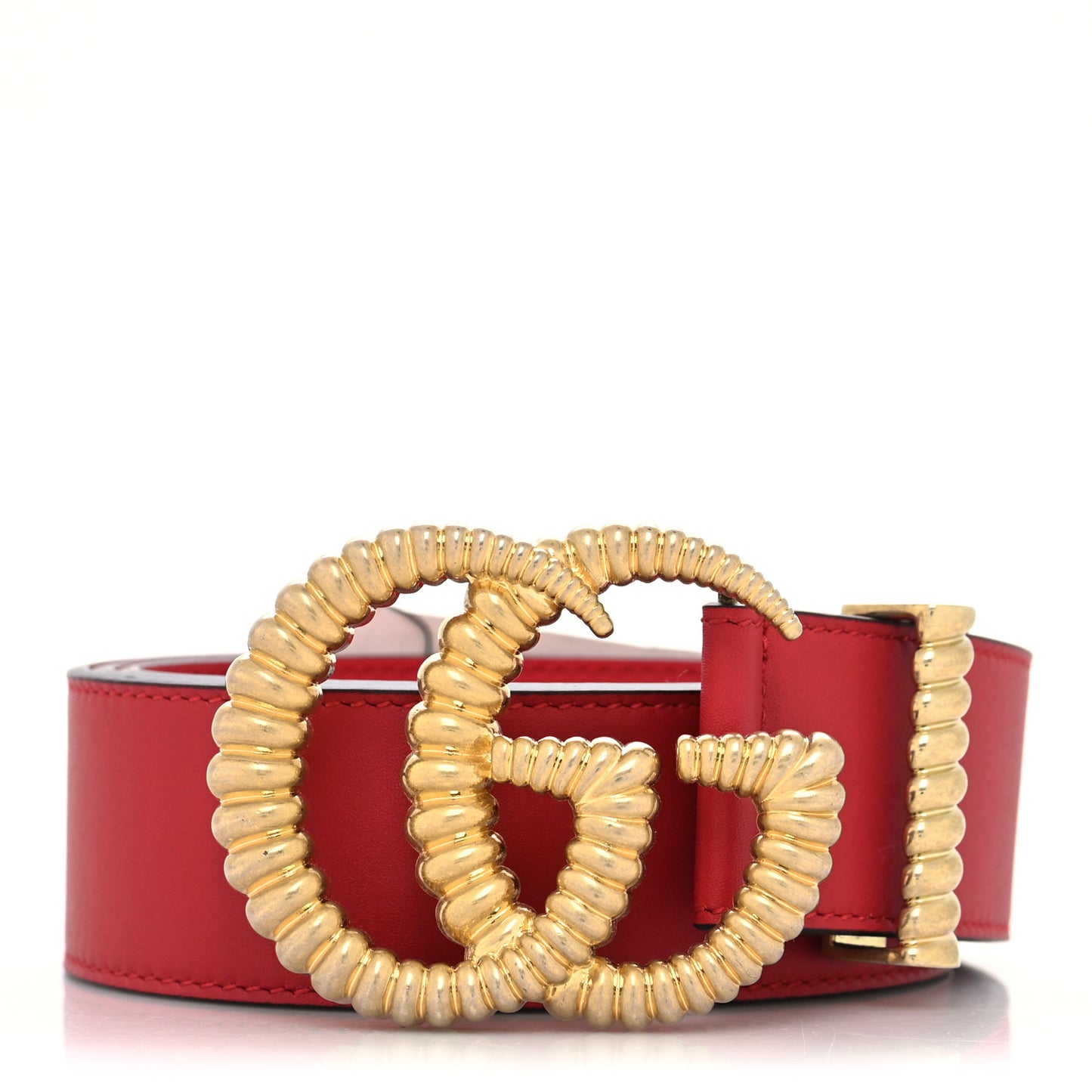 Moon Calfskin Torchon Double G 40mm Belt 95 38 Hibiscus Red