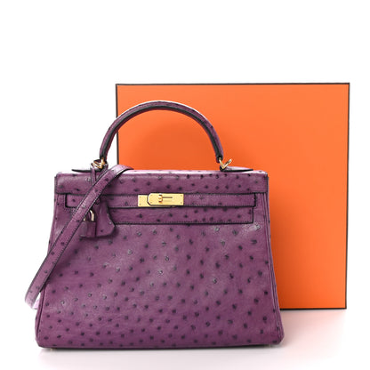 Hermes Ostrich Kelly Retourne 32 Violine 11 of 11