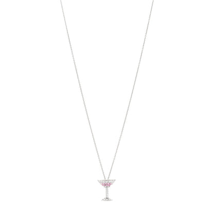 Roberto Coin 18K White Gold Diamond Pink Sapphire Cosmopolitan Pendant Necklace 1 of 4