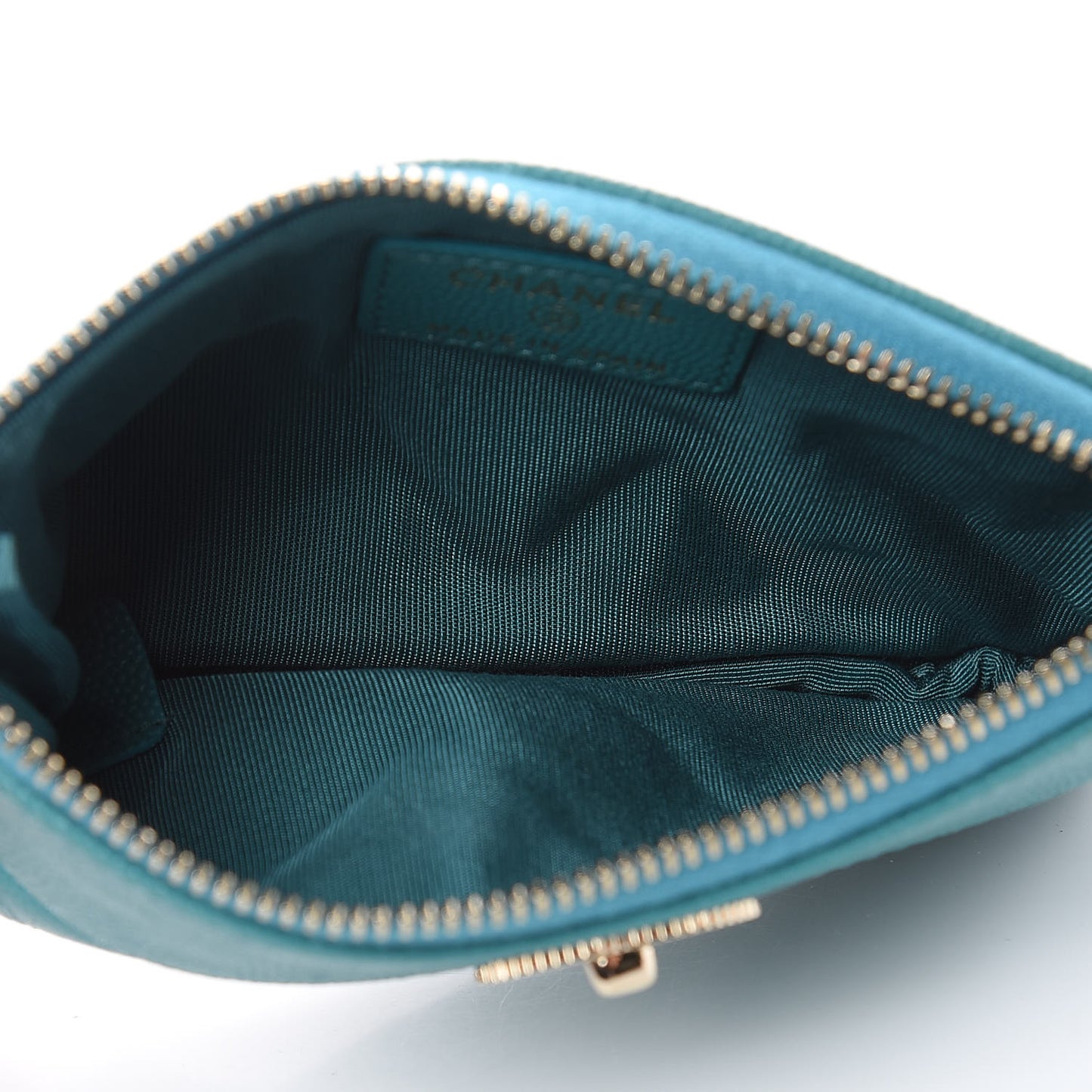 Caviar Quilted Small Vintage Mademoiselle Cosmetic Case Turquoise