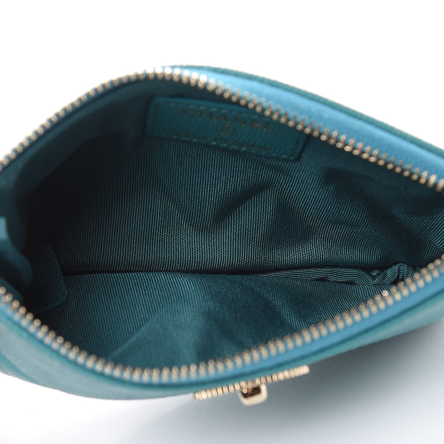 Chanel Caviar Quilted Small Vintage Mademoiselle Cosmetic Case Turquoise 5 of 8