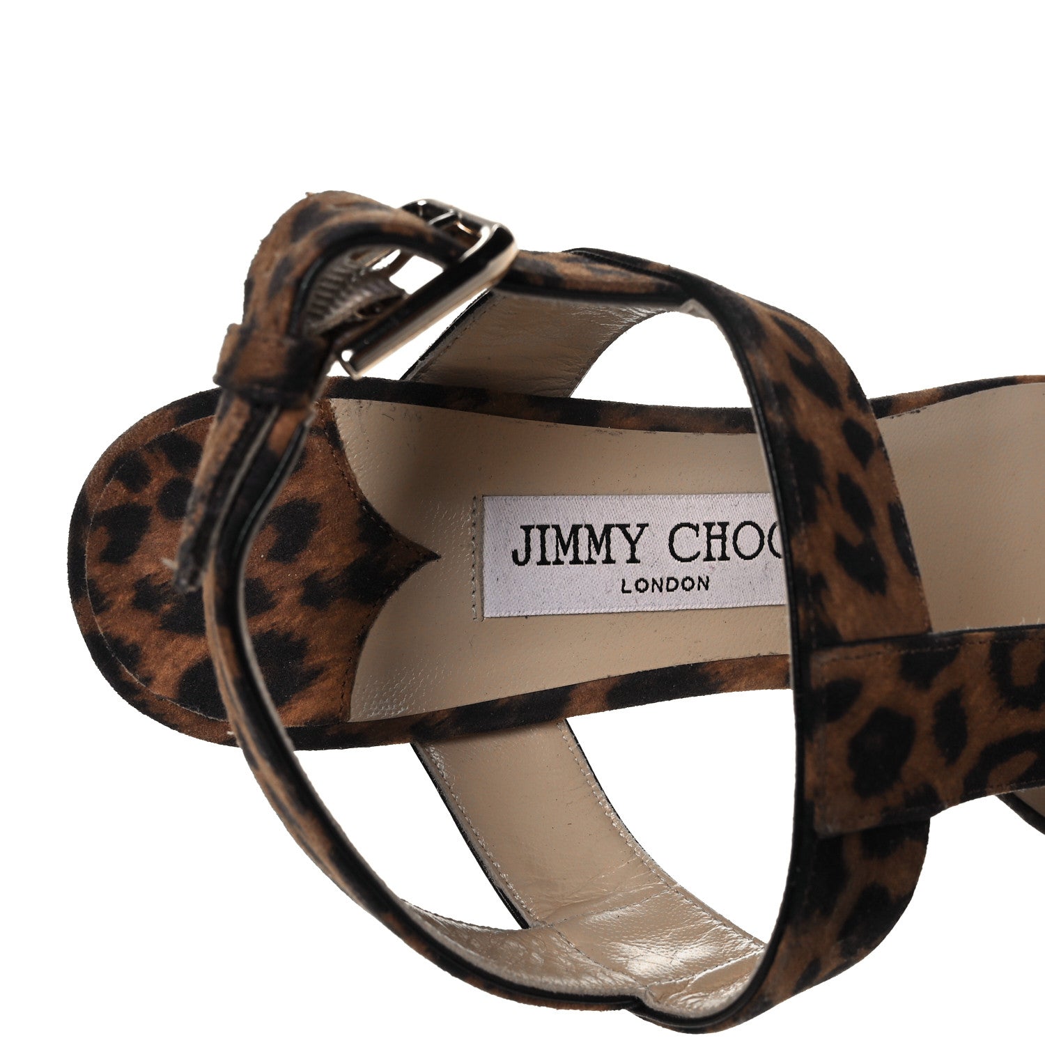 Jimmy Choo Suede Leopard Print Jin 45 Sandals 39.5 Natural Mix 7 of 8
