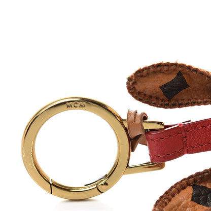 MCM Visetos Mink Fur Rabbit Key Ring Bag Charm Cognac 3 of 4