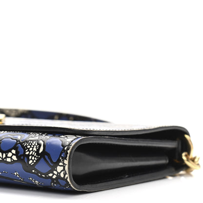 Louis Vuitton Calfskin Lace Flower Inlay Twist Chain Wallet Navy Black 9 of 9
