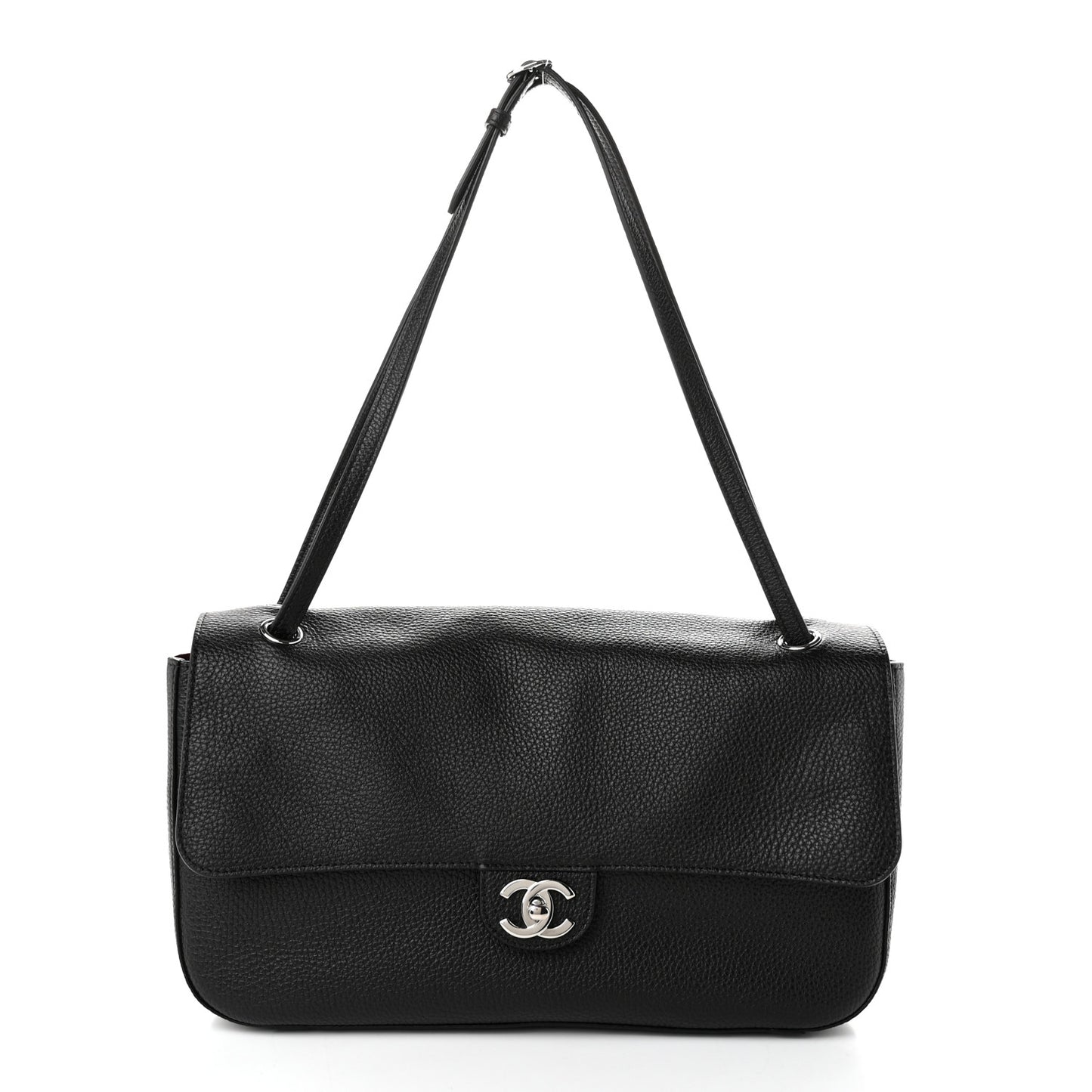 Grained Calfskin Small Souplissimo Maxi Flap Black