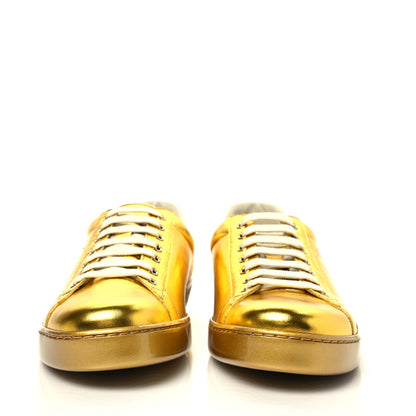 Gucci Metallic Nappa Interlocking G Perforated Mens Ace Sneakers 9 Oro Vecchio 2 of 10