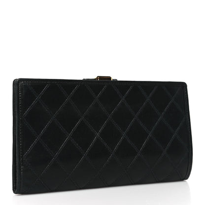 Chanel Lambskin Diamond Stitched French Wallet Black 3 of 8