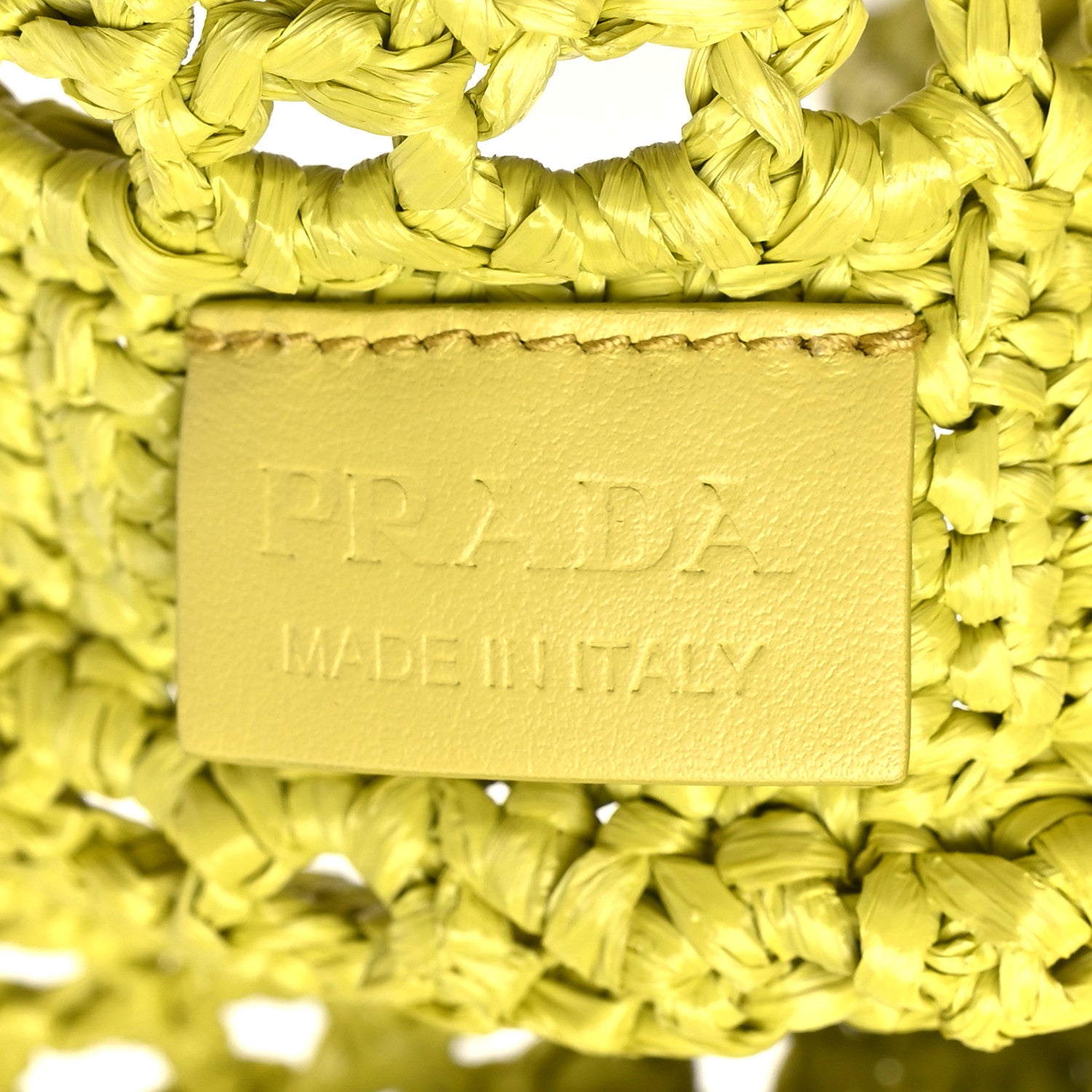 Prada Yarn Raffia Effect Crochet Logo Embroidered Tote Bag Cedro 6 of 10