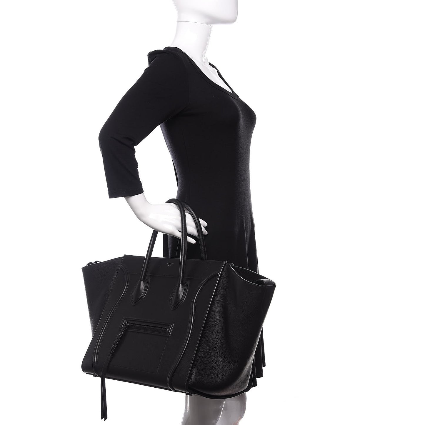 Supple Calfskin Large Phantom Luggage Black