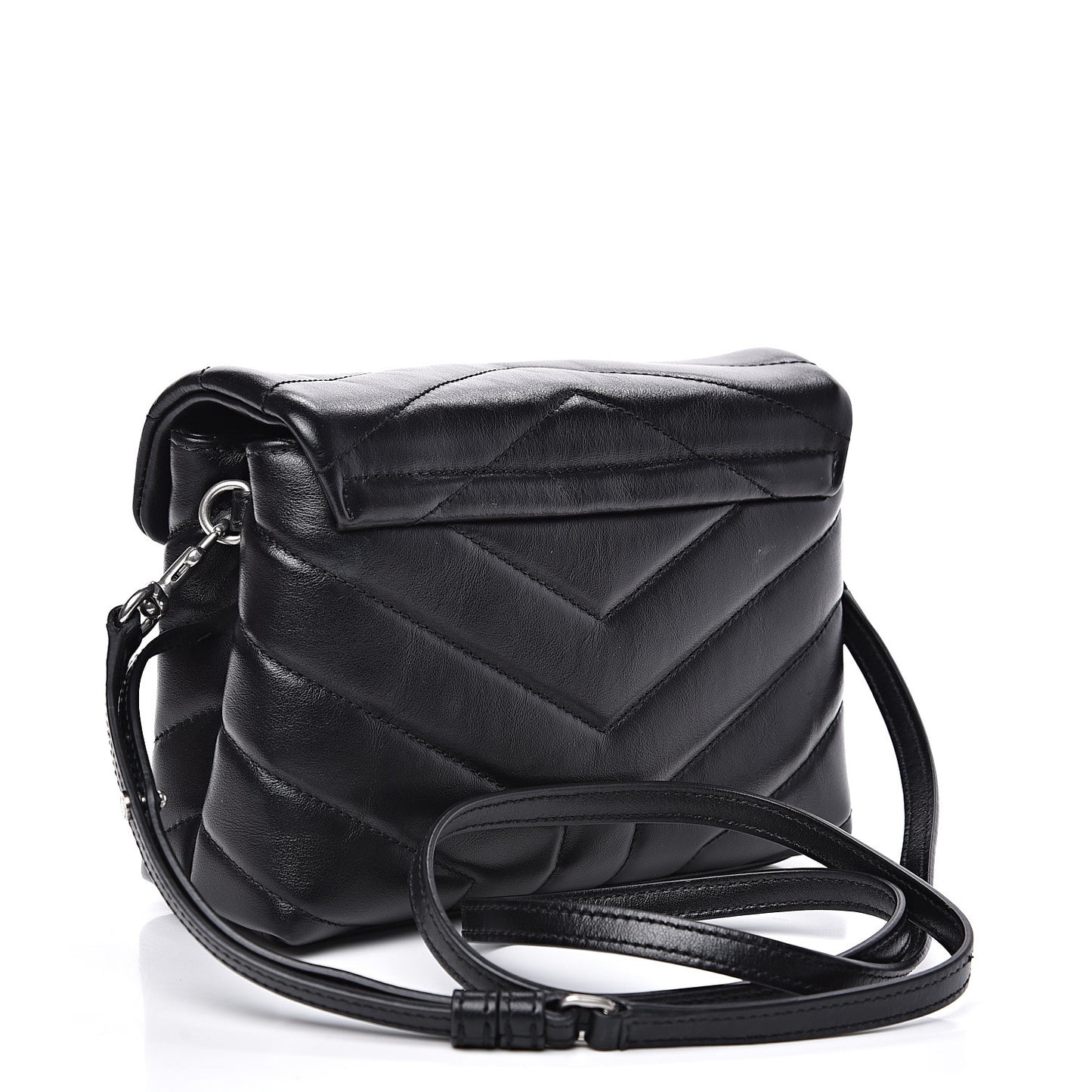Calfskin Y Quilted Monogram Toy Loulou Crossbody Bag Black