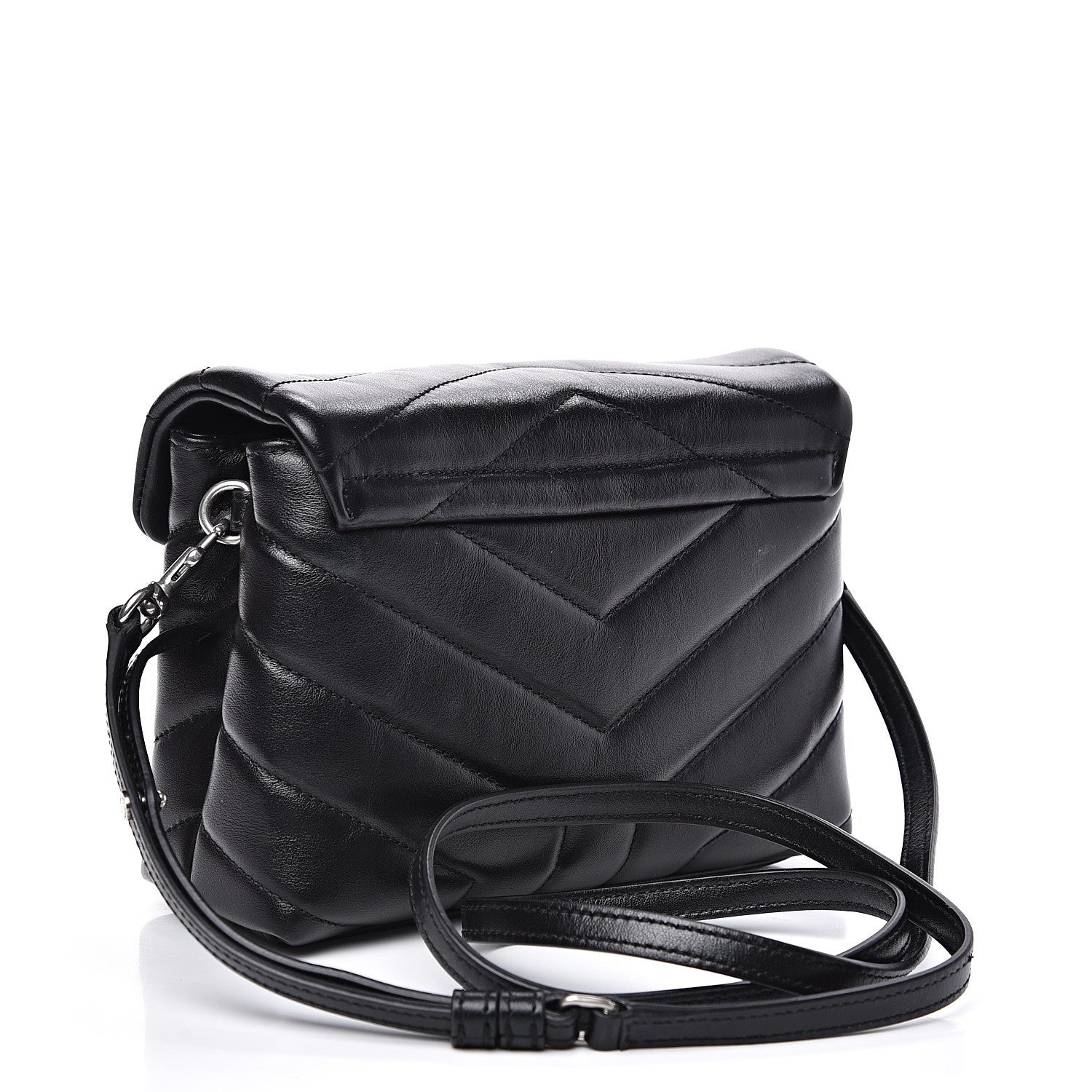 Saint Laurent Calfskin Y Quilted Monogram Toy Loulou Crossbody Bag Black 2 of 12