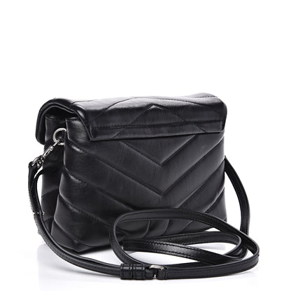 Saint Laurent Calfskin Y Quilted Monogram Toy Loulou Crossbody Bag Black 2 of 12