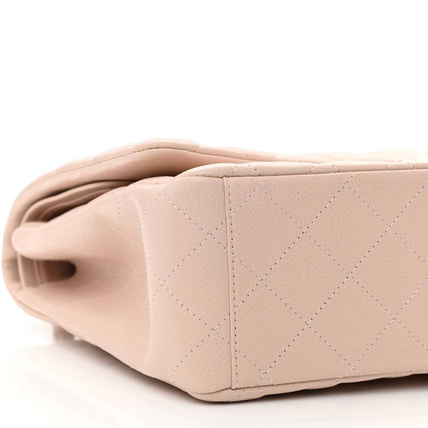 Caviar Quilted Maxi Double Flap Beige