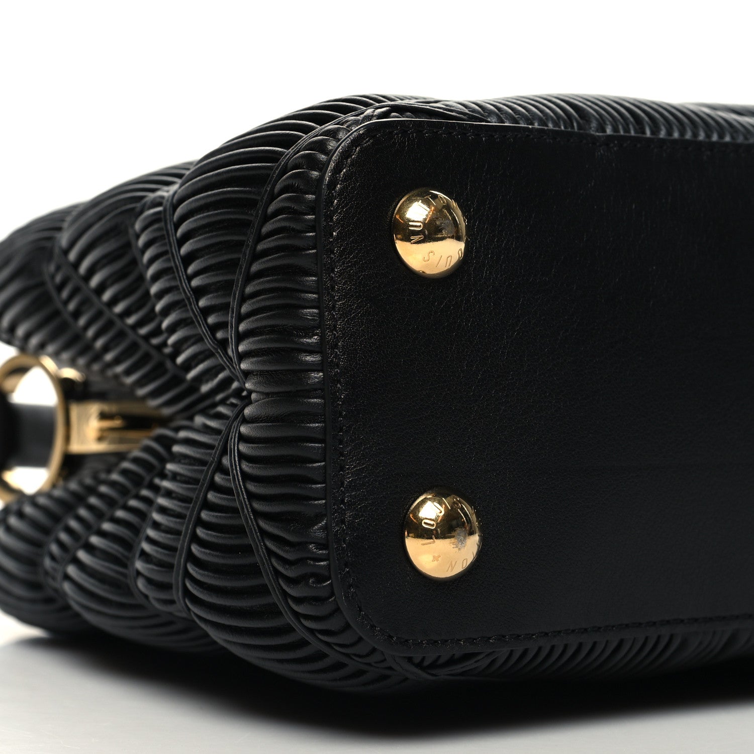 Louis Vuitton Calfskin Pleated Capucines BB Black 8 of 9
