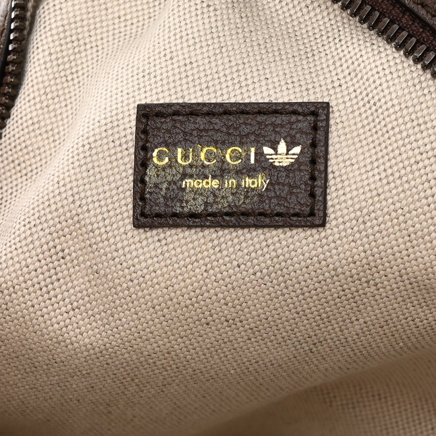 X ADIDAS Crystal Vintage Monogram Textured Dollar Calfskin Web Trefoil Small Ophidia Round Shoulder Bag Mid Natural Nut Off White New Acero