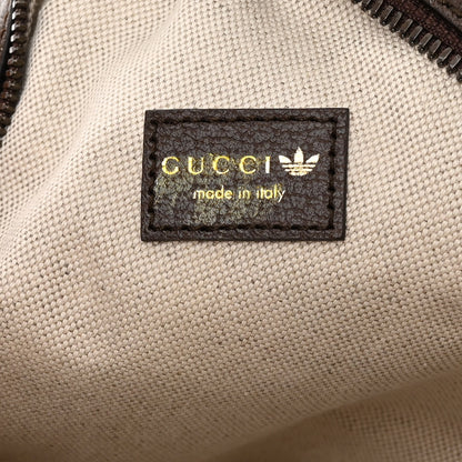 Gucci X ADIDAS Crystal Vintage Monogram Textured Dollar Calfskin Web Trefoil Small Ophidia Round Shoulder Bag Mid Natural Nut Off White New Acero 13 of 13