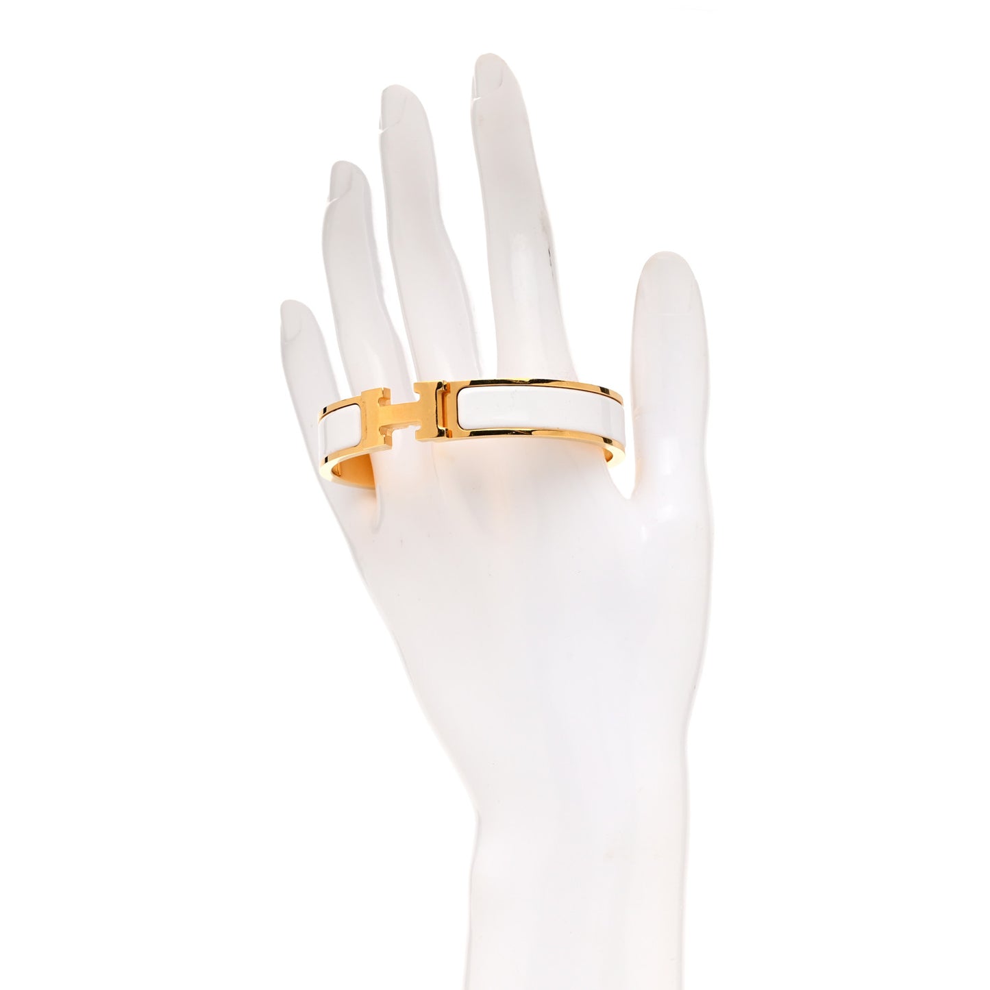 Enamel Narrow Clic Clac H Bracelet GM White