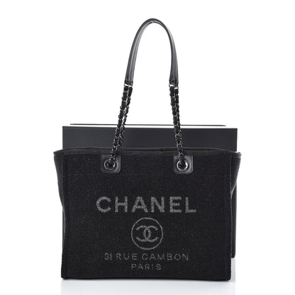 Chanel Lurex Boucle Small Deauville Tote Black 7 of 7