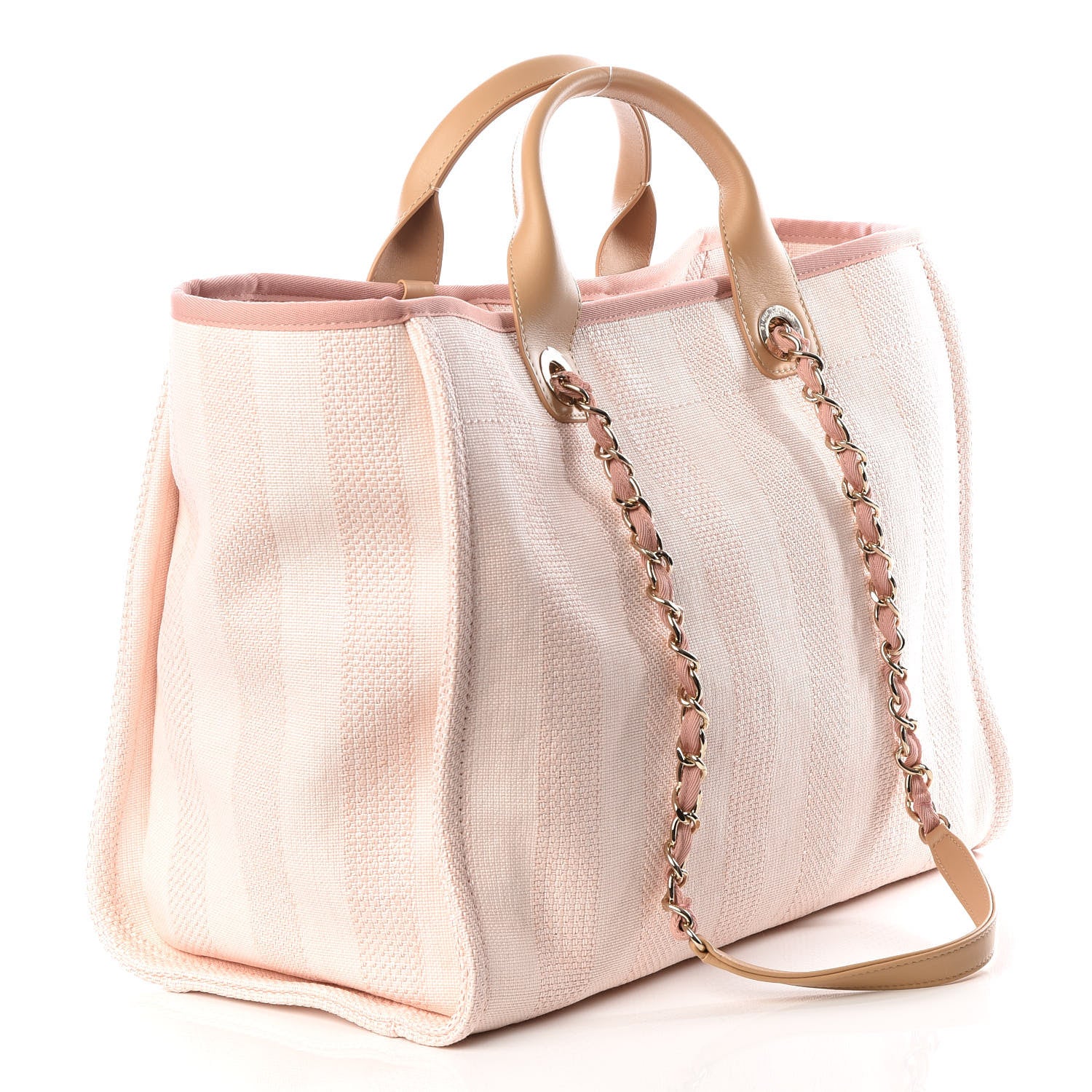 Chanel Mixed Fibers Calfskin Striped Medium Deauville Tote Light Pink 2 of 10