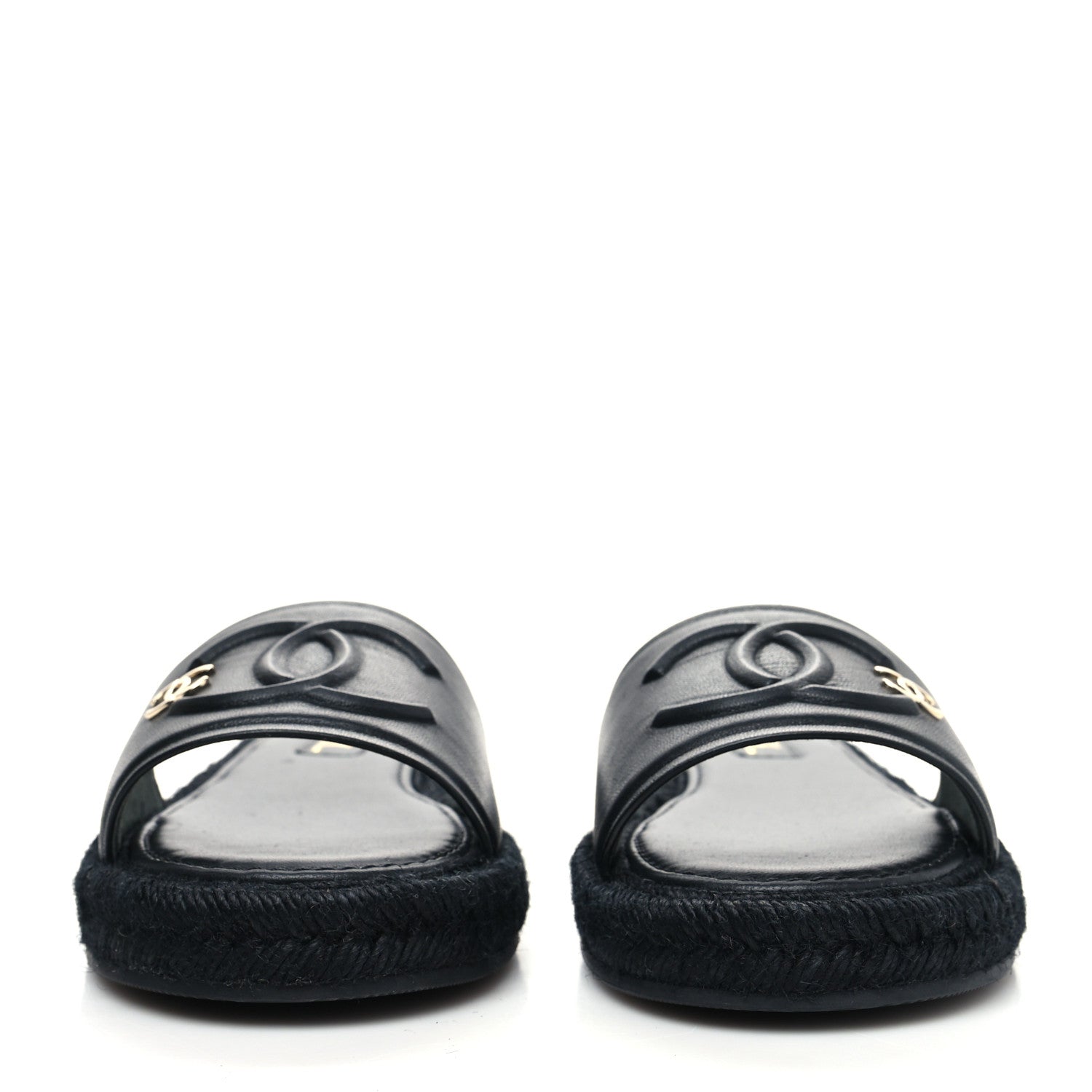 Chanel Lambskin Espadrille Mule Sandals 39 Black 2 of 9