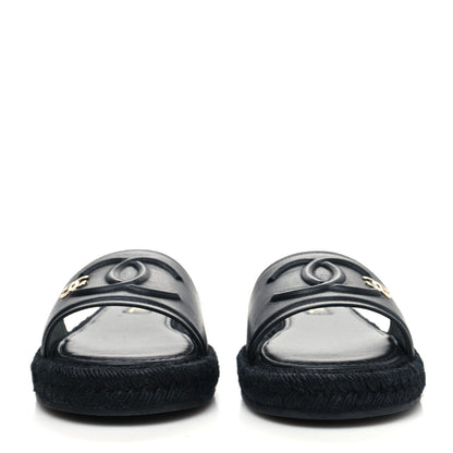 Chanel Lambskin Espadrille Mule Sandals 39 Black 2 of 9