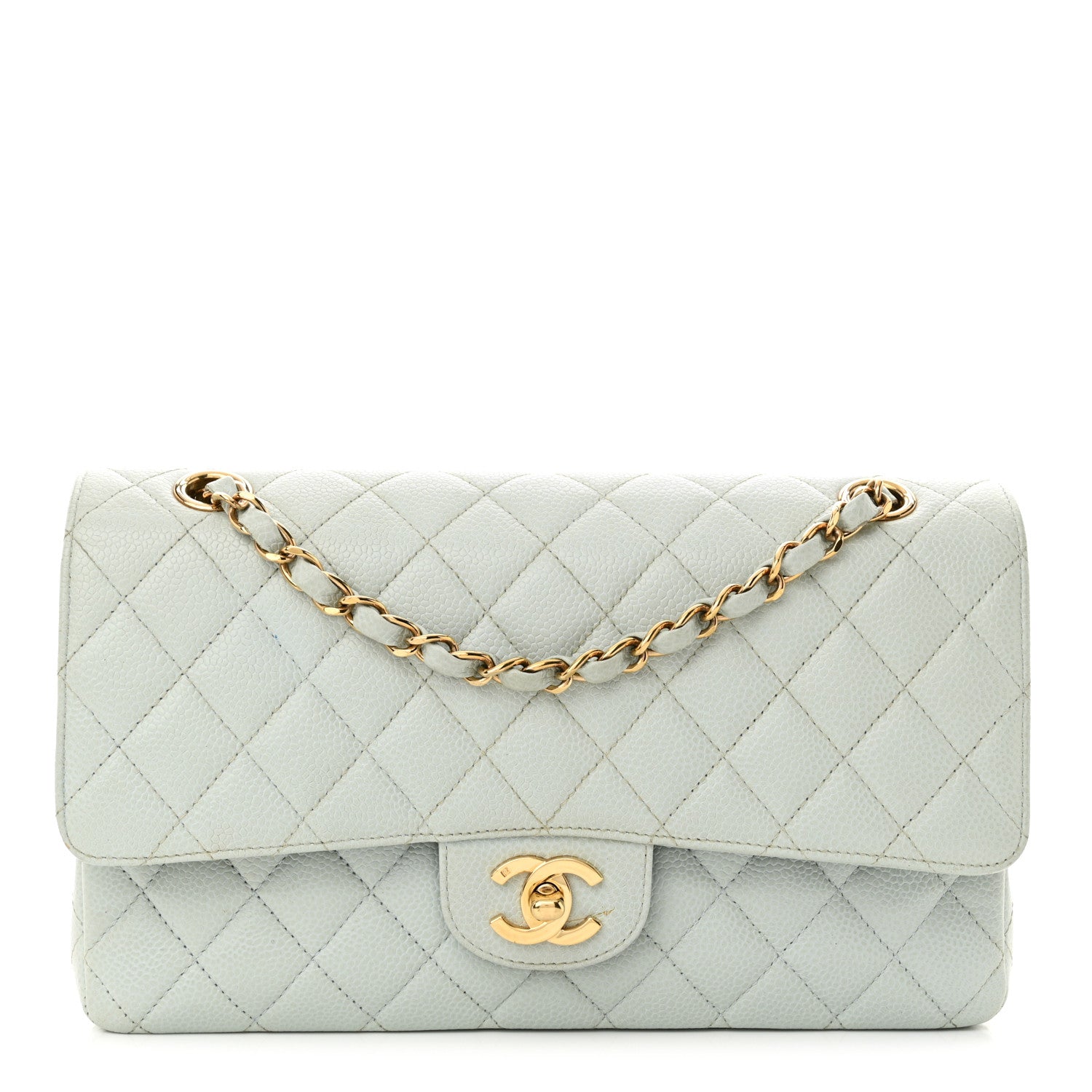 Chanel Caviar Quilted Medium Double Flap Light Blue 1 of 18