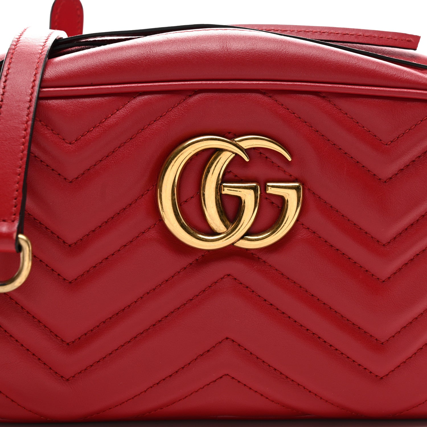 Gucci Calfskin Matelasse Small GG Marmont Chain Shoulder Bag Hibiscus Red 8 of 10