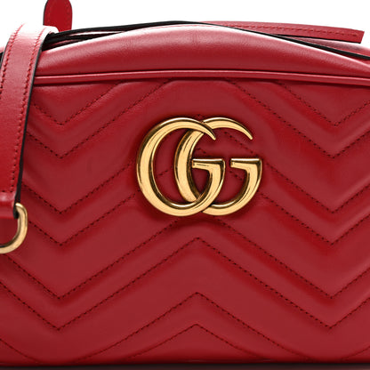 Gucci Calfskin Matelasse Small GG Marmont Chain Shoulder Bag Hibiscus Red 8 of 10