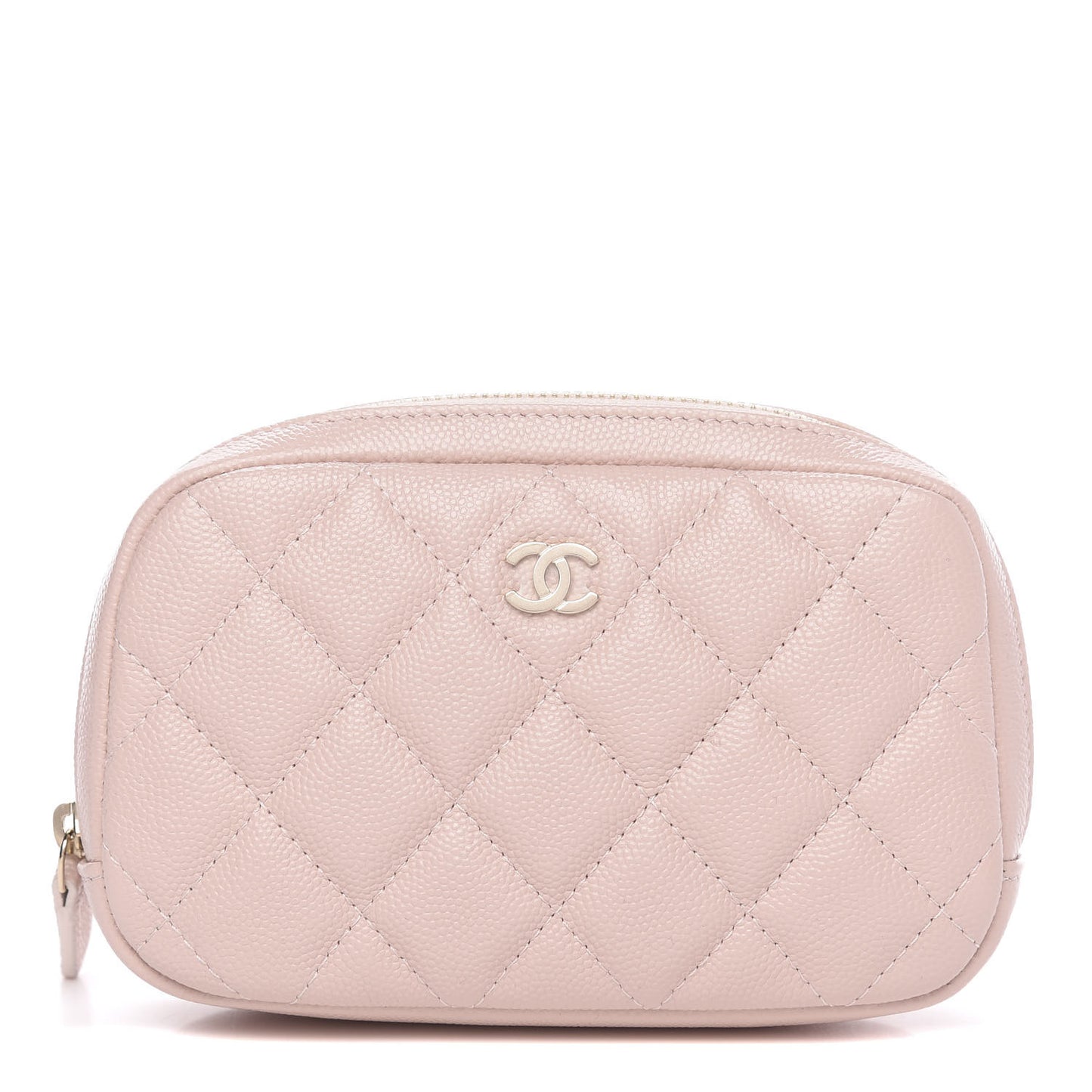 Caviar Quilted Small Curvy Pouch Cosmetic Case Light Pink