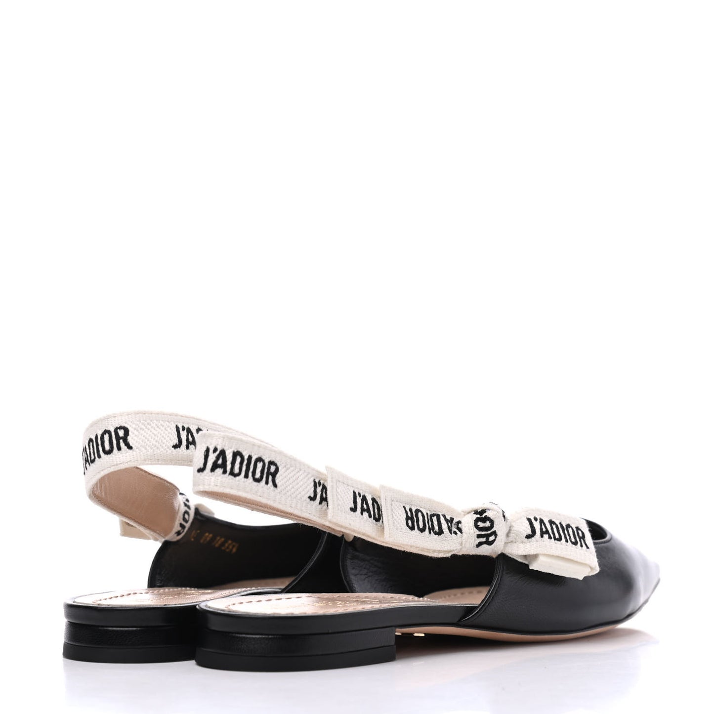 Lambskin Ribbon J'Adior Slingback Ballet Flats 35.5 Black