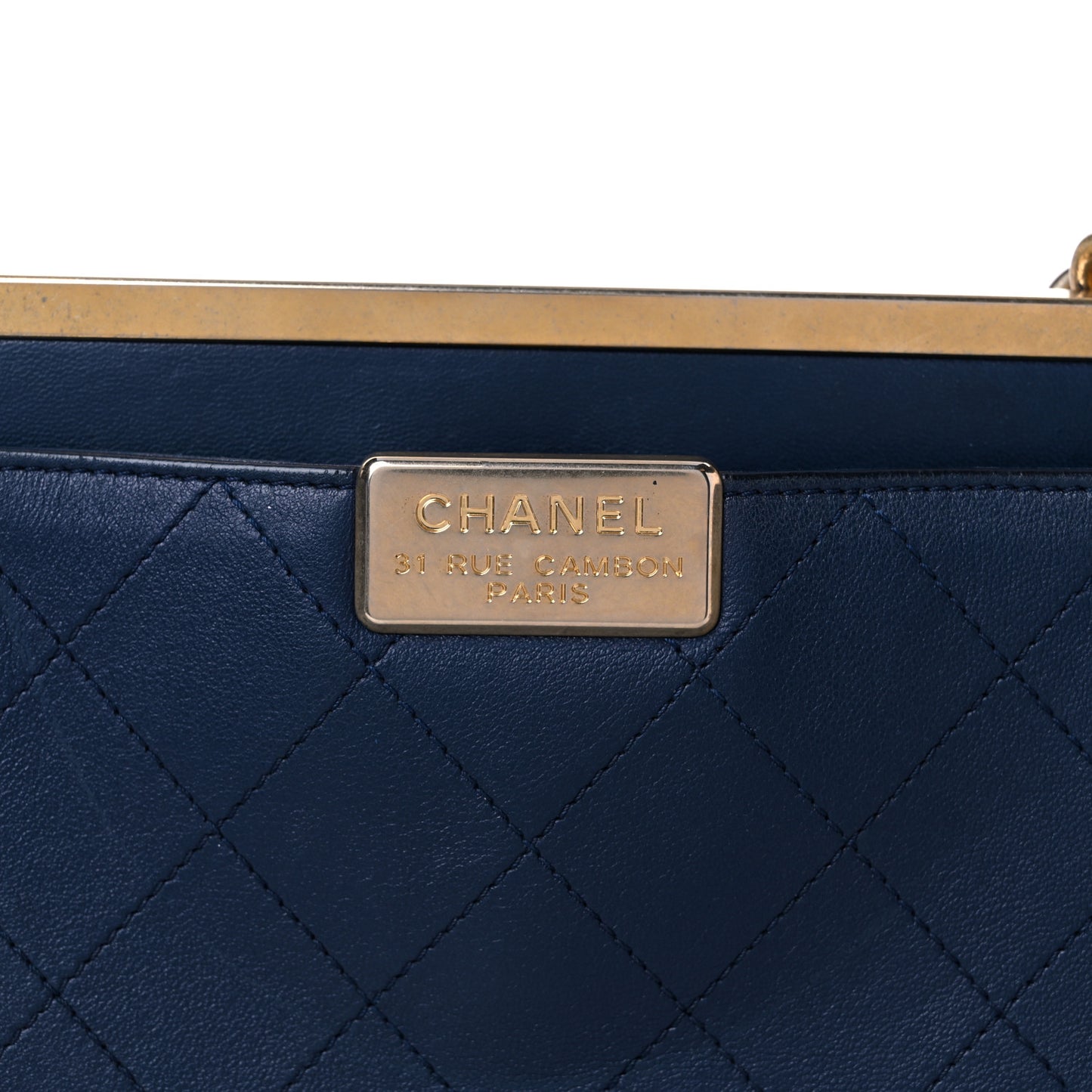 Lambskin Stitched Coco Luxe Tote Blue