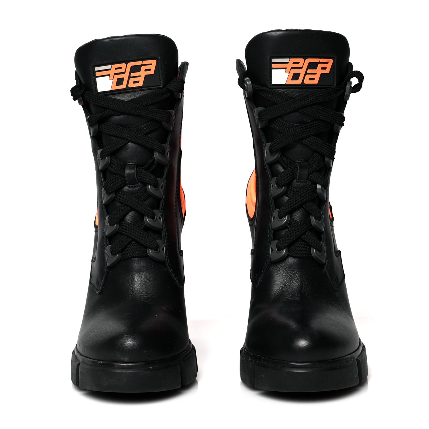 Vitello Montana Neoprene Lace Up Chelsea 110mm Ankle Boots 39 Black Arancio