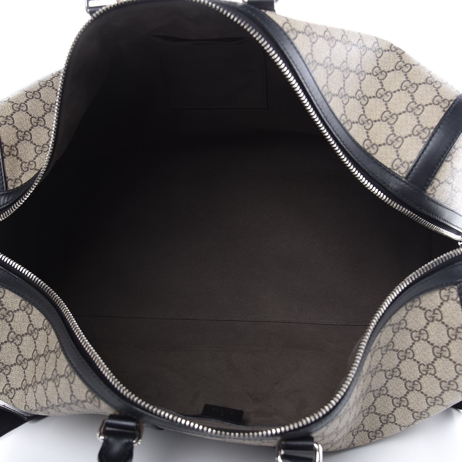 Gucci GG Supreme Monogram Selleria Calfskin Large Duffle Beige Ebony Black 5 of 11