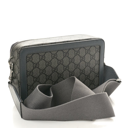 Gucci GG Supreme Monogram Textured Dollar Calfskin Small Ophidia Top Handle Shoulder Grey Black Graphite Grey 2 of 10