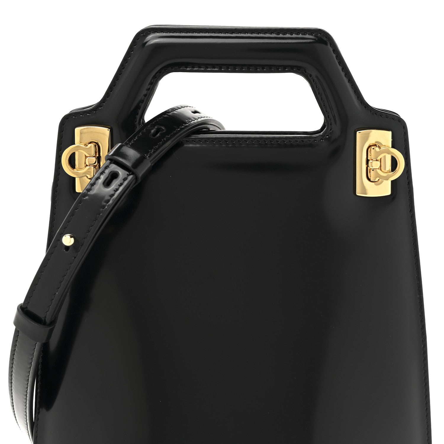 Salvatore Ferragamo Brushed Calfskin North South Wanda Top Handle Bag Black 7 of 10