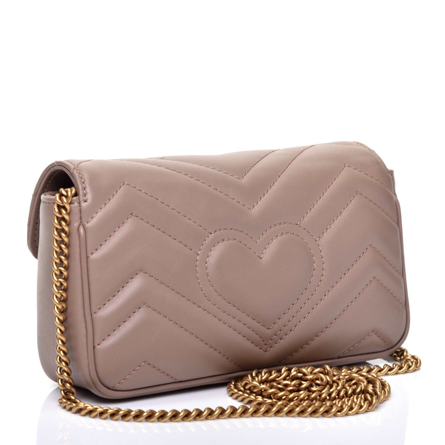 Gucci Calfskin Matelasse Super Mini GG Marmont Shoulder Bag Porcelain Rose 3 of 10