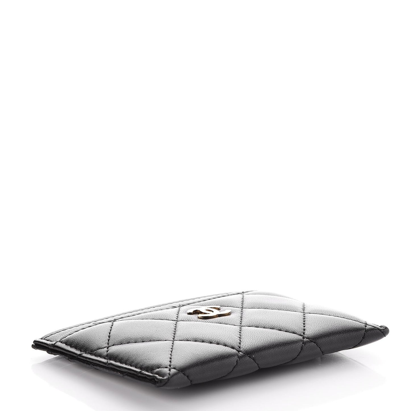 Lambskin Quilted Card Holder Black