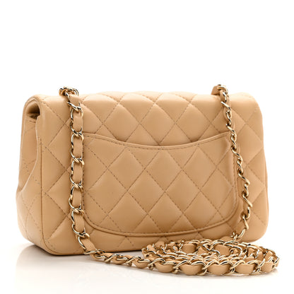 Chanel Lambskin Quilted Mini Rectangular Flap Beige 3 of 10