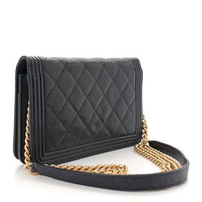 Chanel Caviar Quilted Boy Wallet On Chain WOC Navy 3 of 13