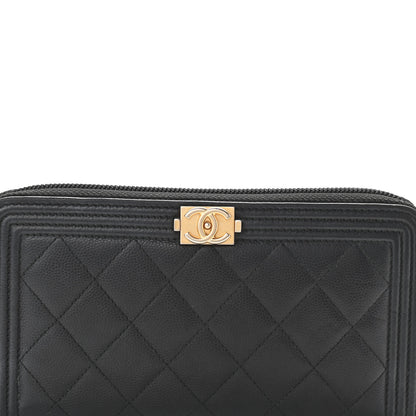 Chanel Caviar Quilted Boy Long Zip Around Wallet Black 9 of 12