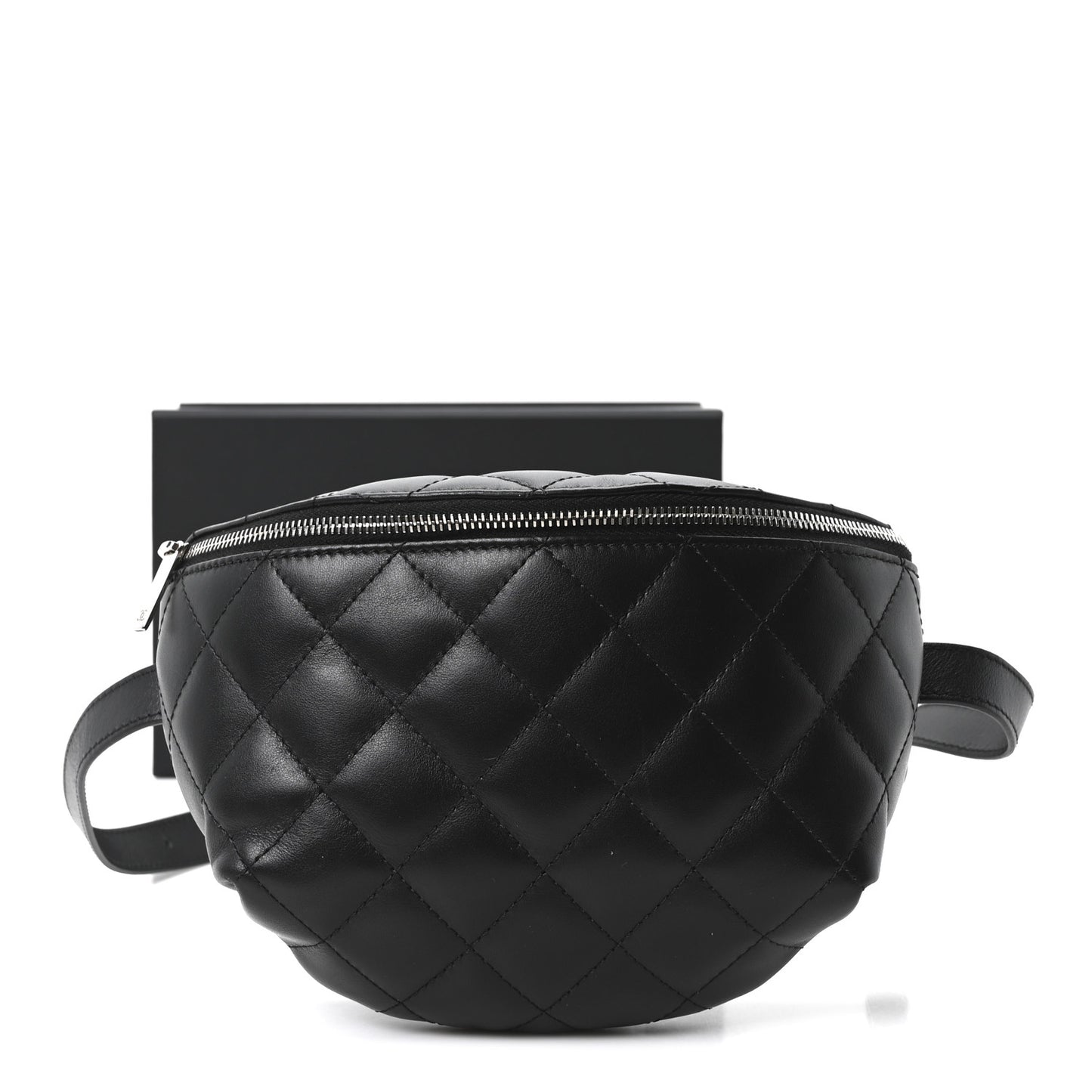 Calfskin Quilted Uniform Waist Belt Bag Black