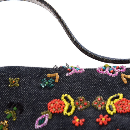 Fendi Denim Ricami Beaded Baguette Blue 7 of 14