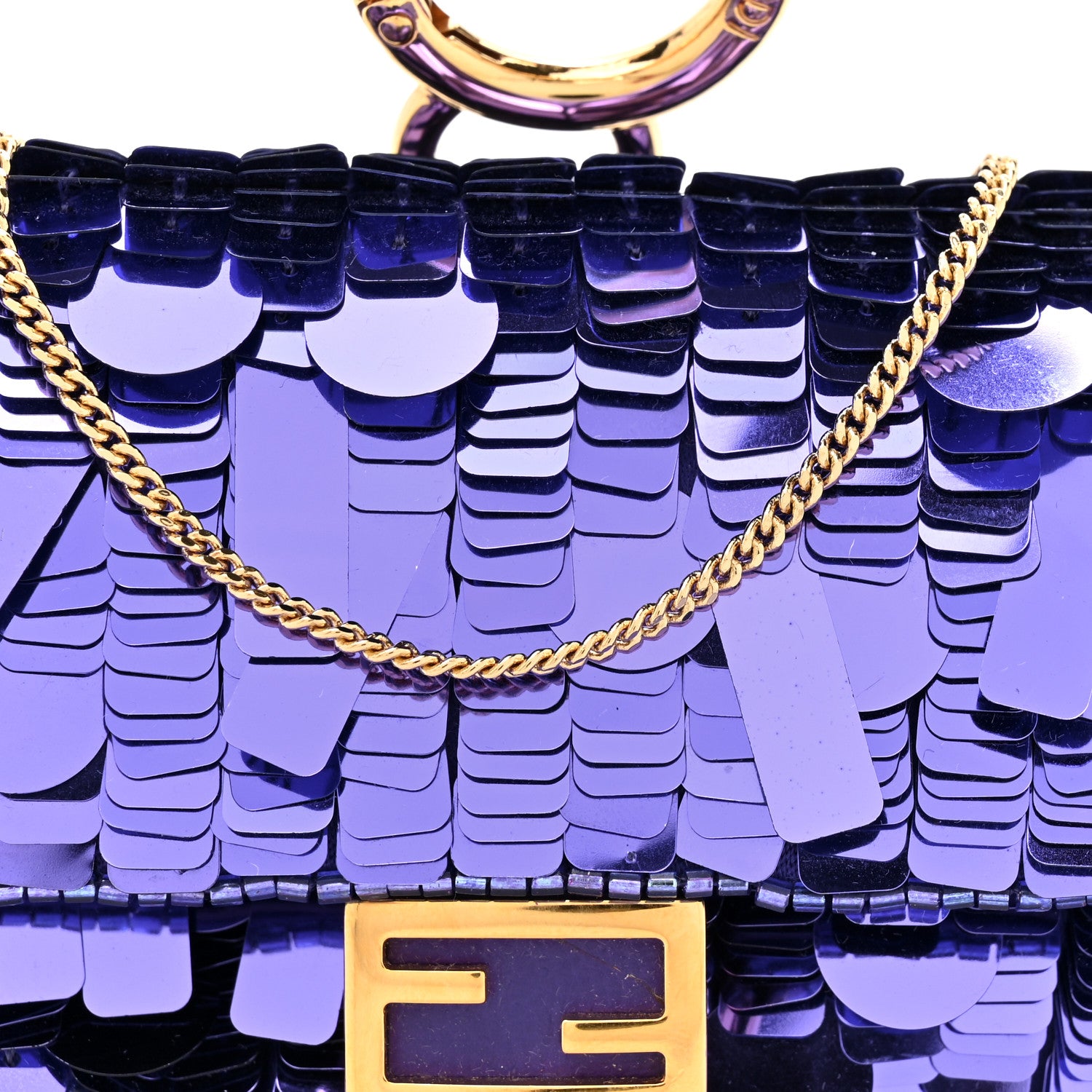 Fendi Sequin Paillettes Shiny Nappa Sex and the City Nano Baguette Charm Viola Purple Rain 8 of 11