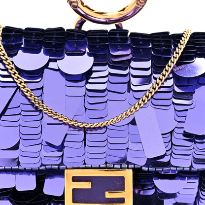 Fendi Sequin Paillettes Shiny Nappa Sex and the City Nano Baguette Charm Viola Purple Rain 8 of 11